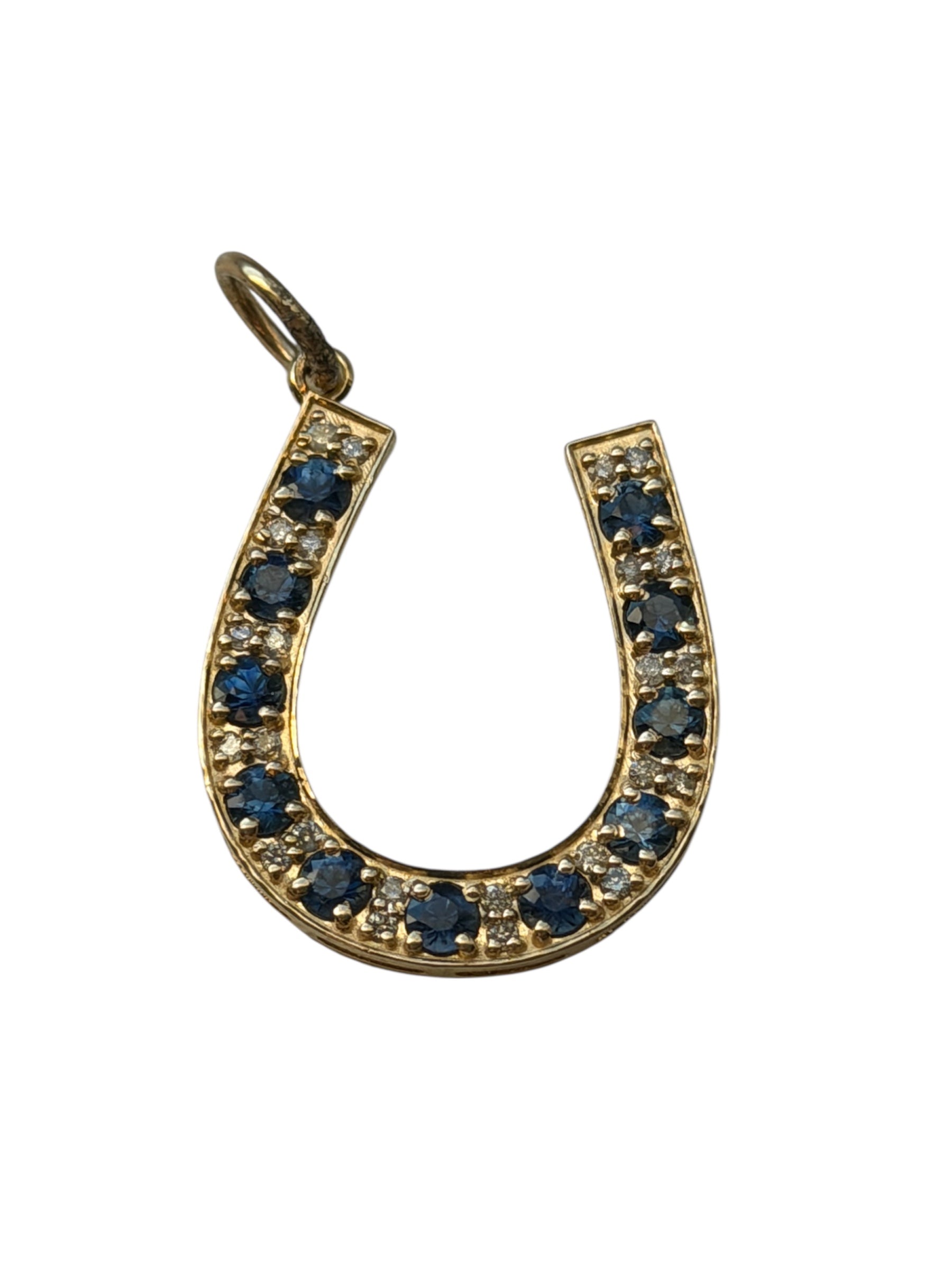 S.Row Designs Diamond and Sapphire Horseshoe Charm