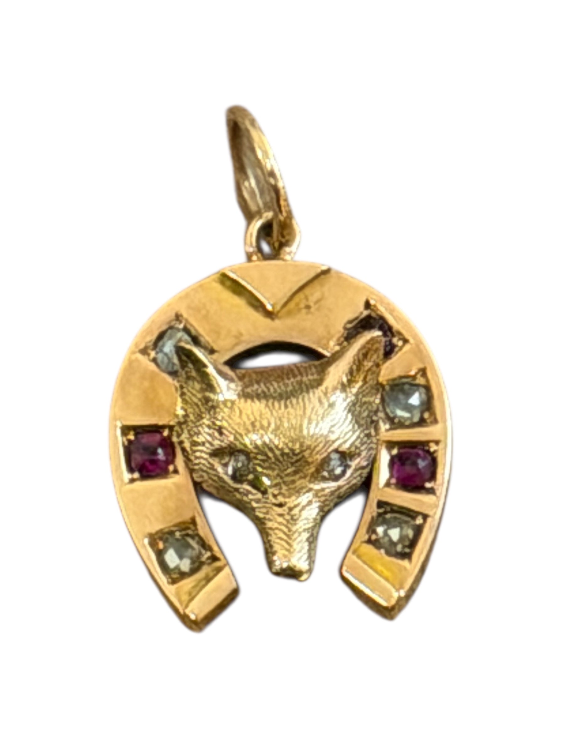 Vintage 14KT Gold Diamond & Ruby Fox Charm