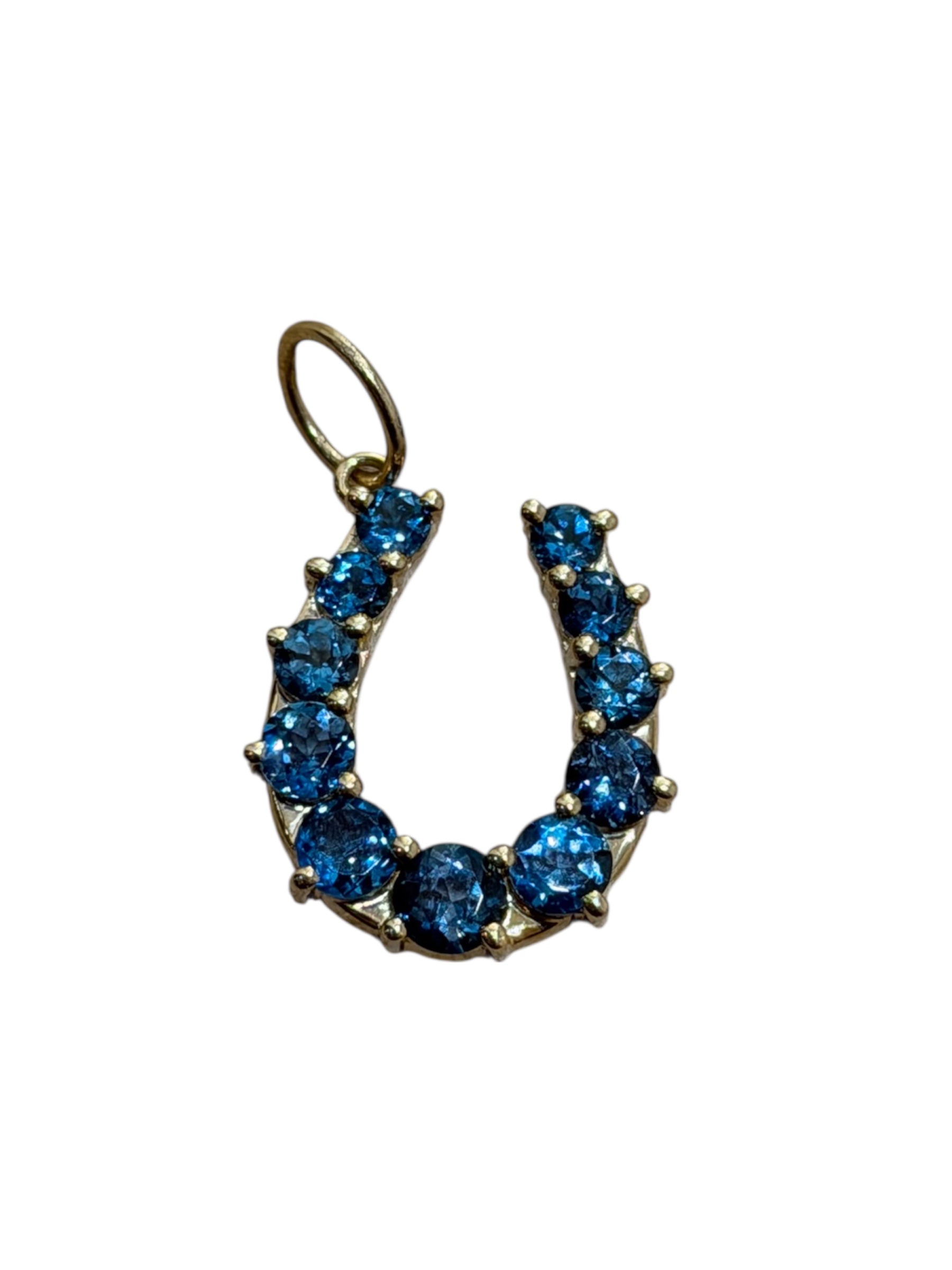 S.Row Designs Blue Topaz Horseshoe Charm