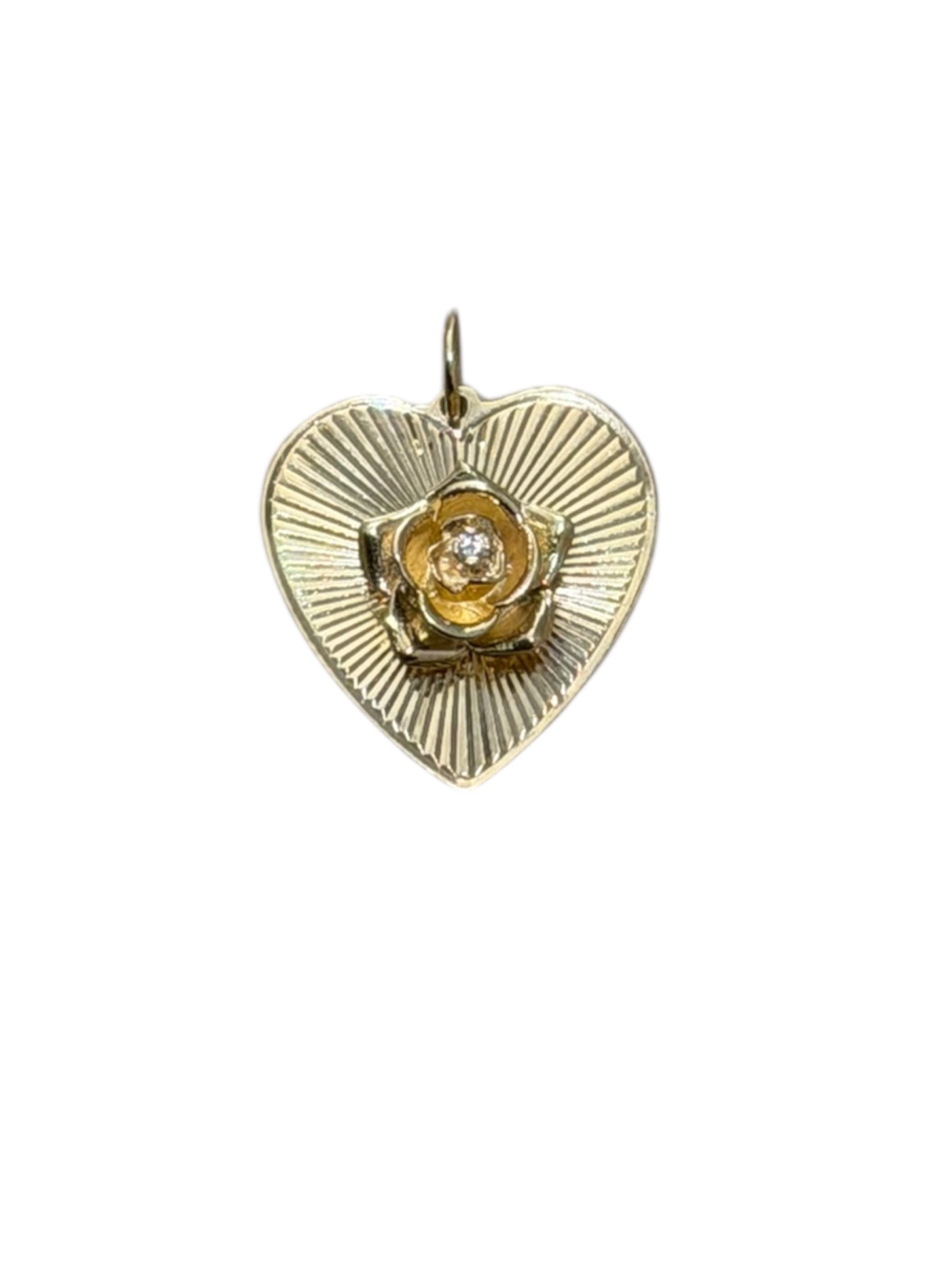 Vintage 14KT Gold Rose and Heart Charm