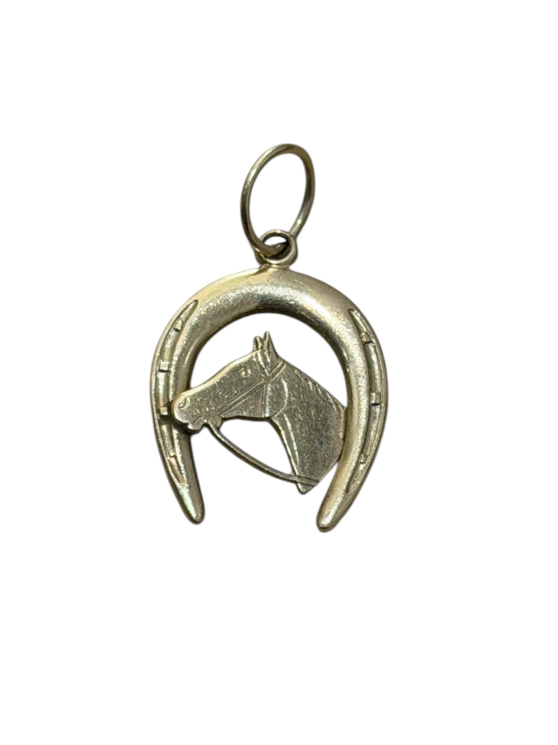 Vintage Horse in a Horseshoe Charm