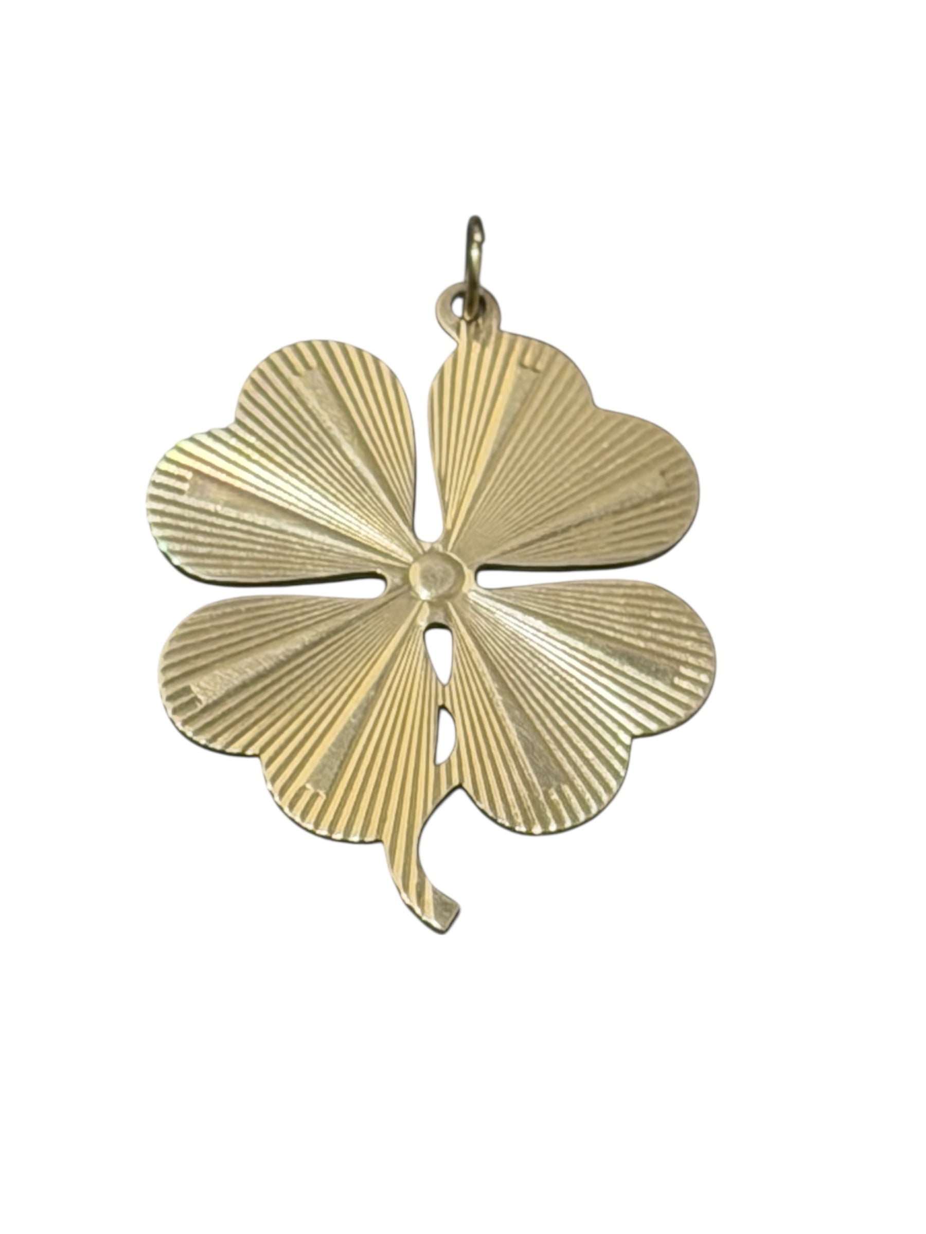 Vintage 14KT Gold Engine Turned Clover Charm