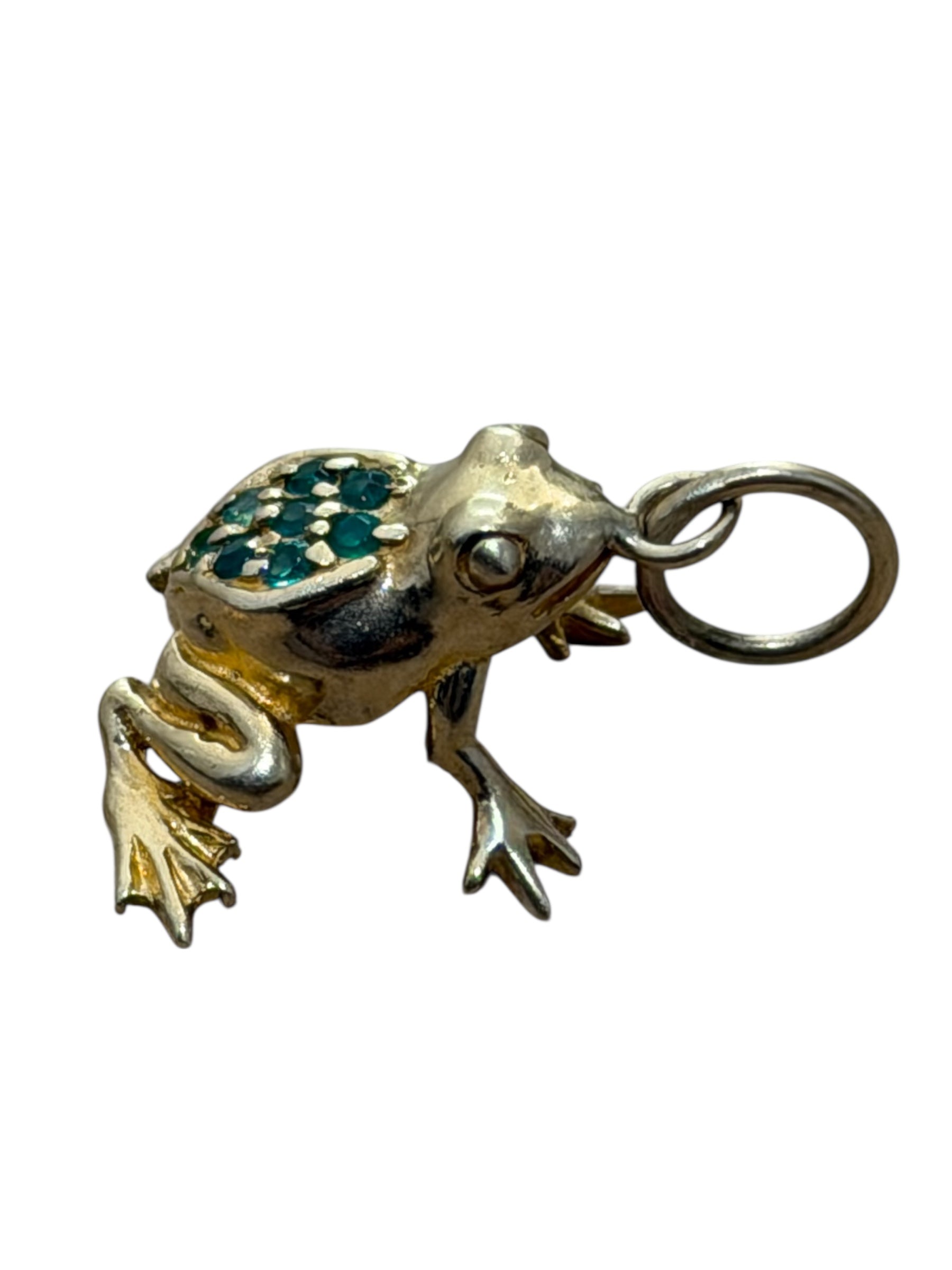 Vintage 14KT Gold Frog Charm with Emeralds