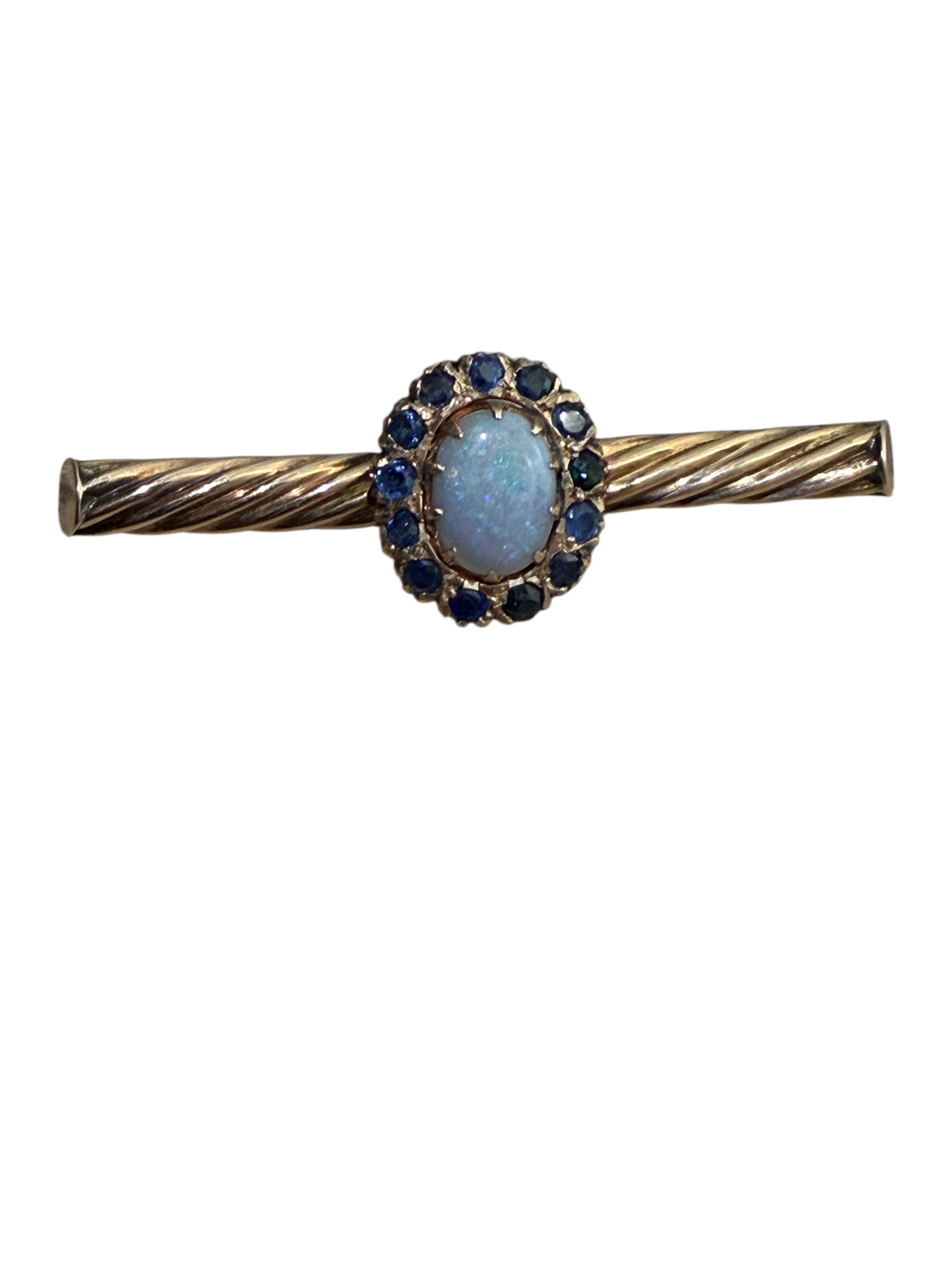 Vintage 14KT Opal & Sapphire Pin
