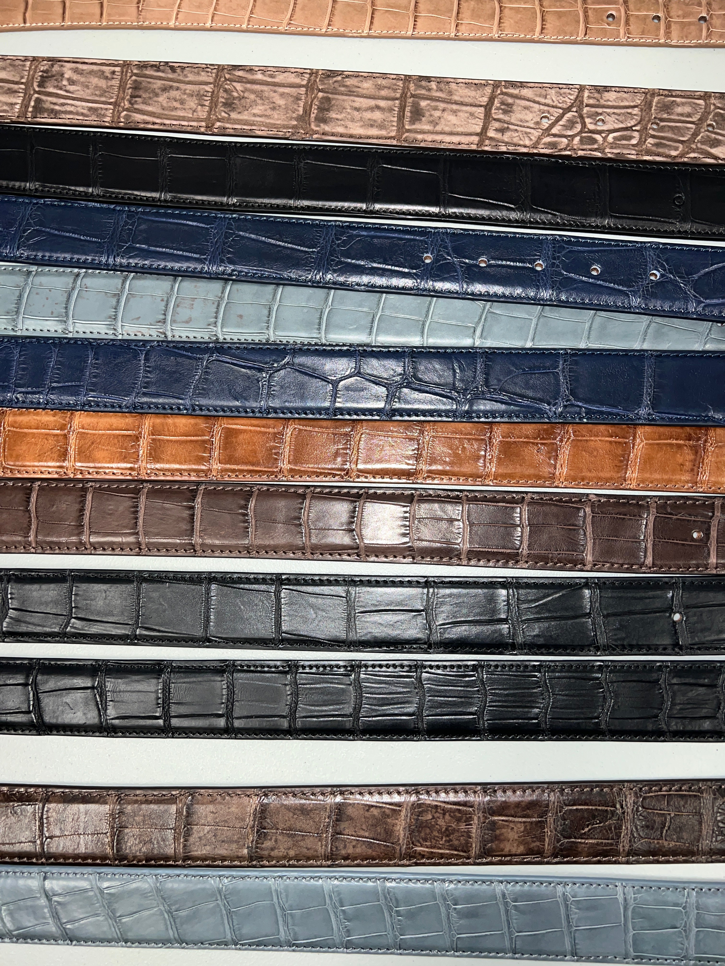 Italian Leather Crocodile Belt