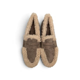 Fab Finds By Sarah Shearling-Lined Suede Penny Loafers