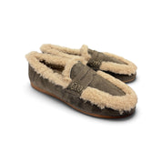 Fab Finds By Sarah Shearling-Lined Suede Penny Loafers