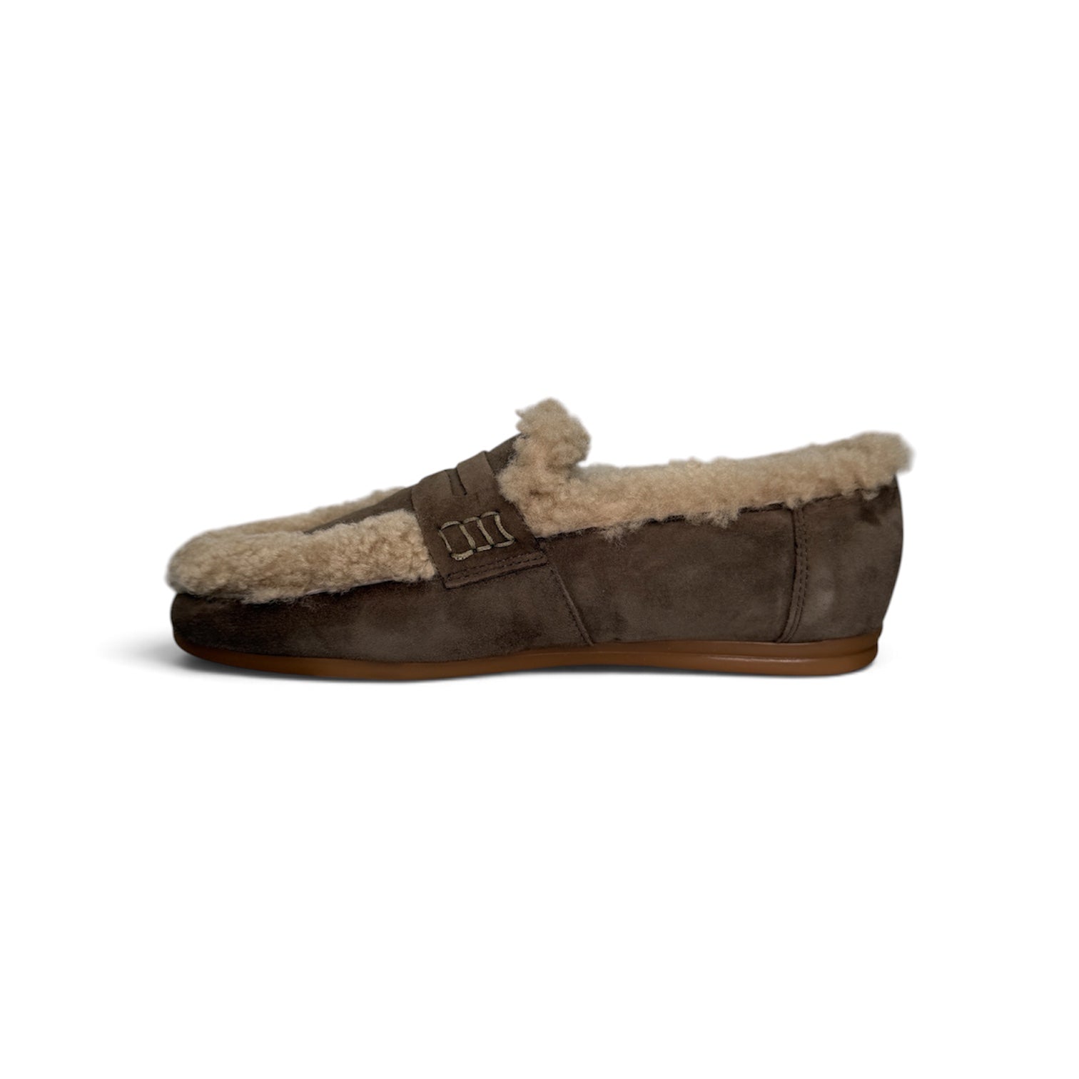 Fab Finds By Sarah Shearling-Lined Suede Penny Loafers
