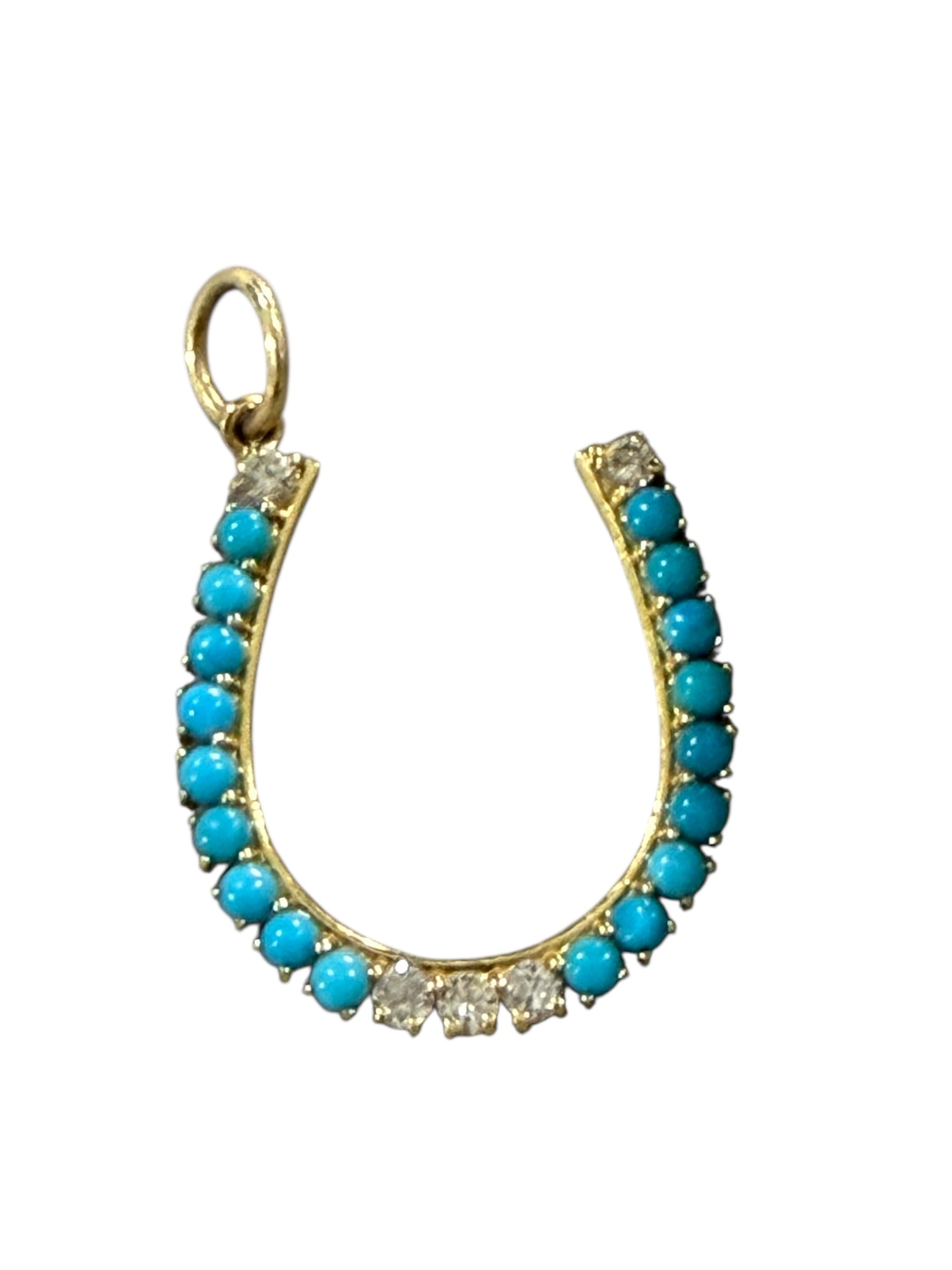 S.Row Designs Turquoise & Diamond Horseshoe Charm