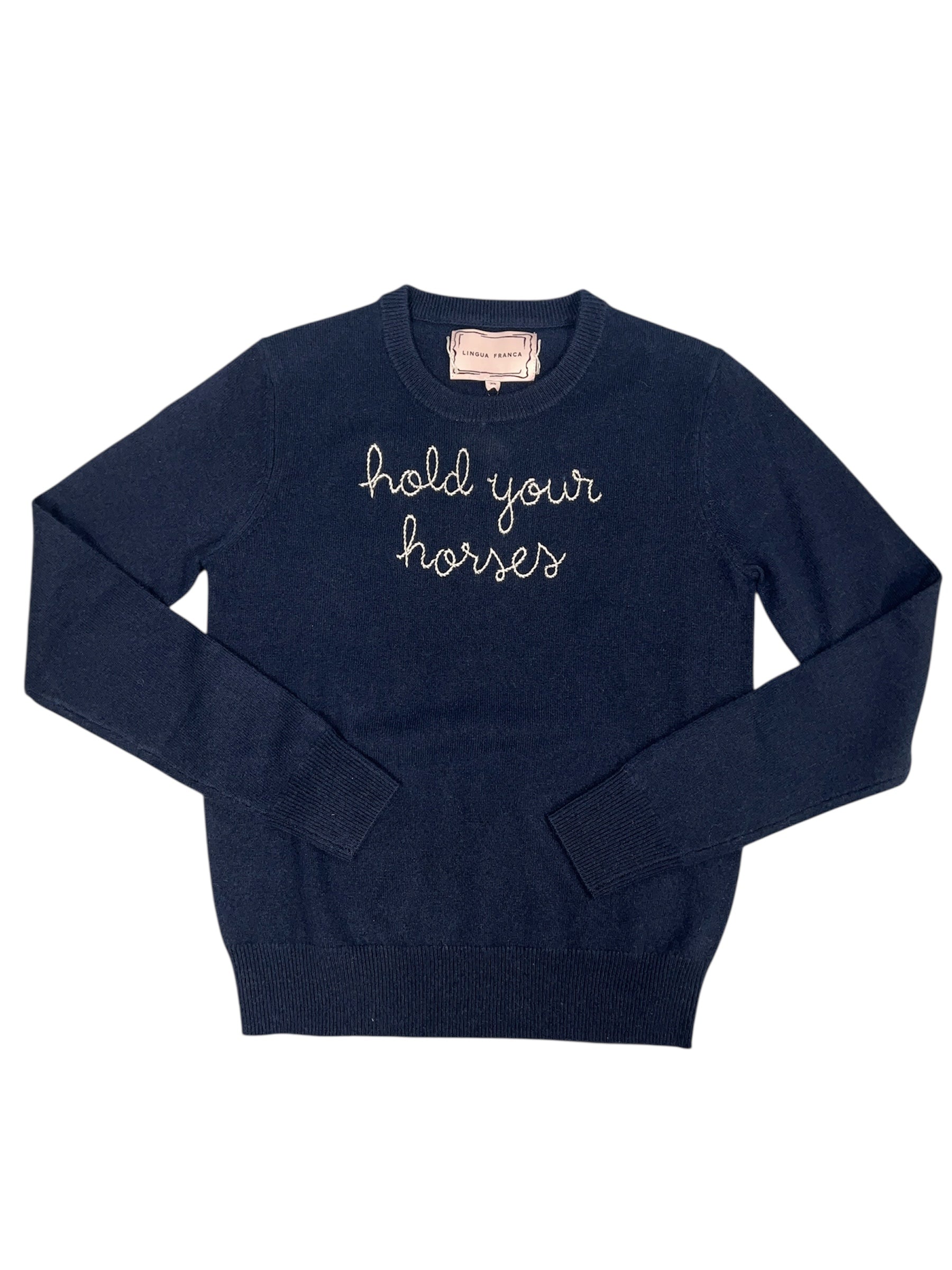 Lingua Franca "Hold Your Horses " Cashmere Crewneck