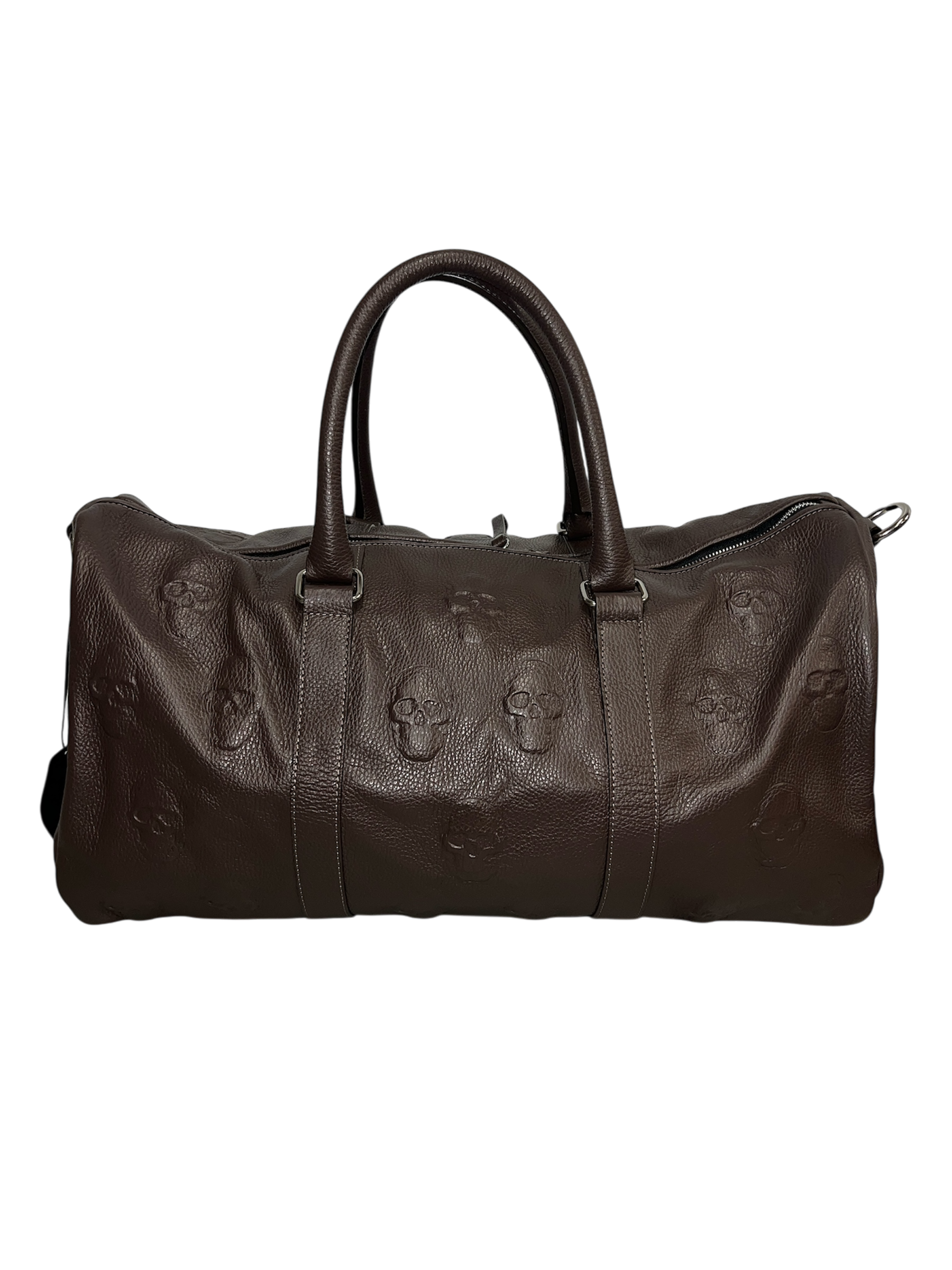 Embossed Skulls Leather Weekender