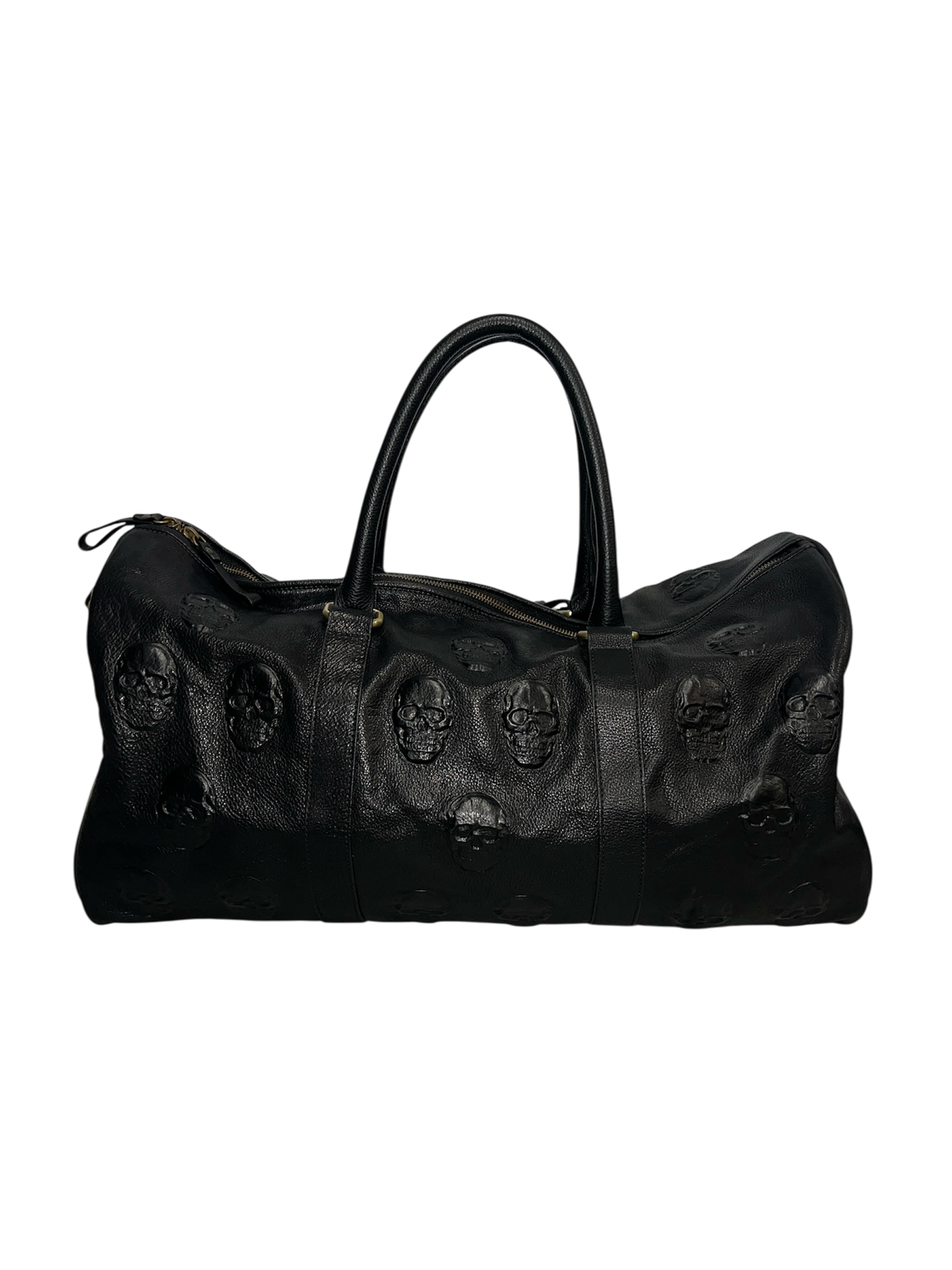 Embossed Skulls Leather Weekender