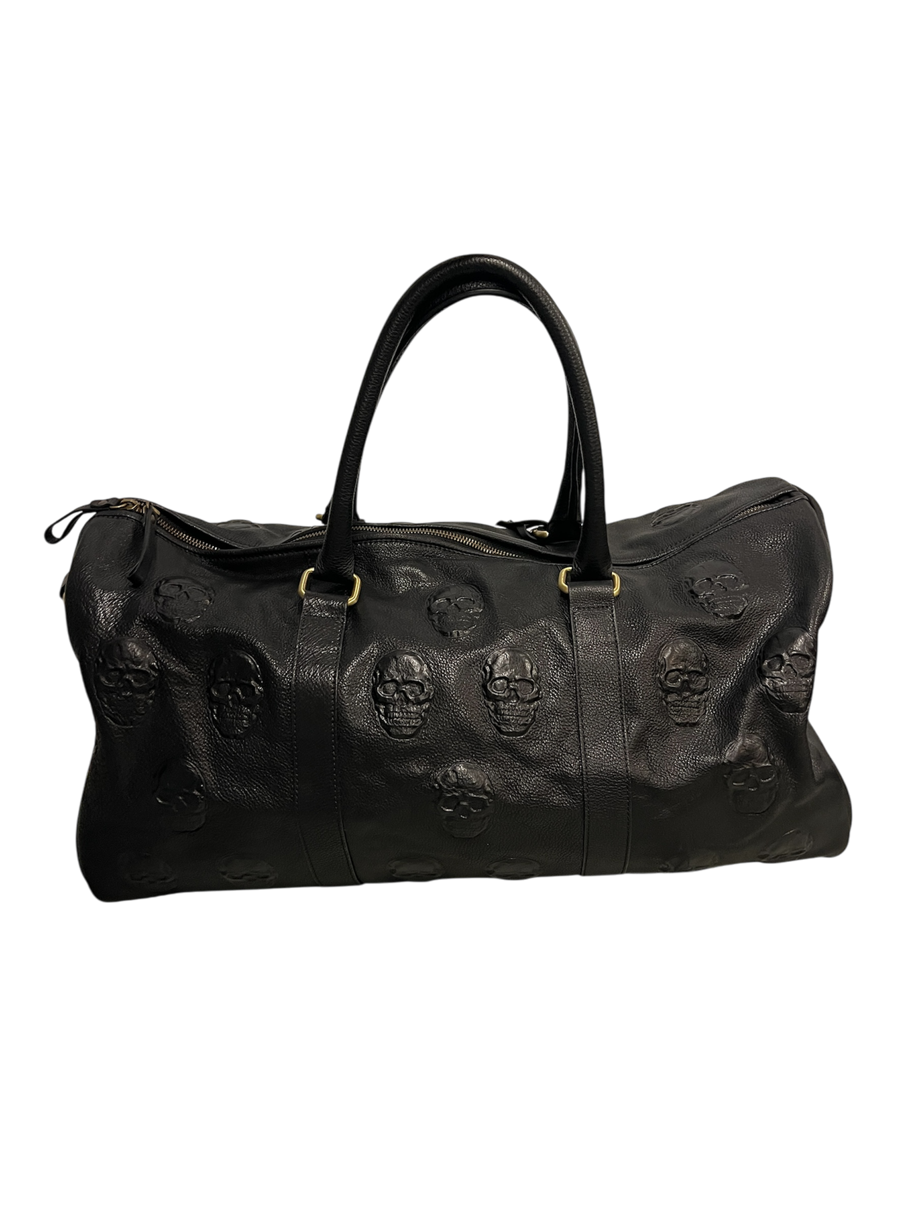 Embossed Skulls Leather Weekender