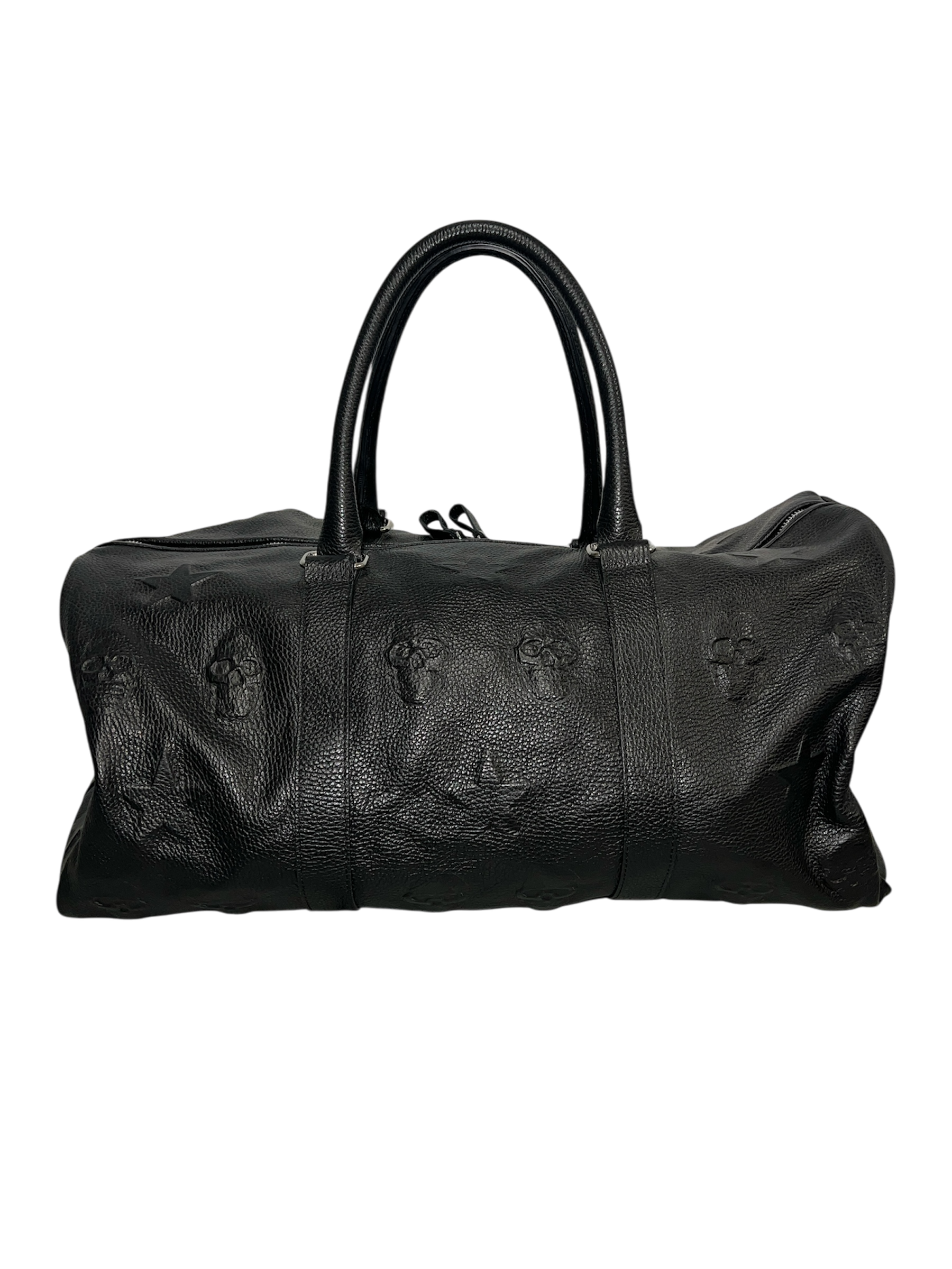 Embossed Skulls Leather Weekender