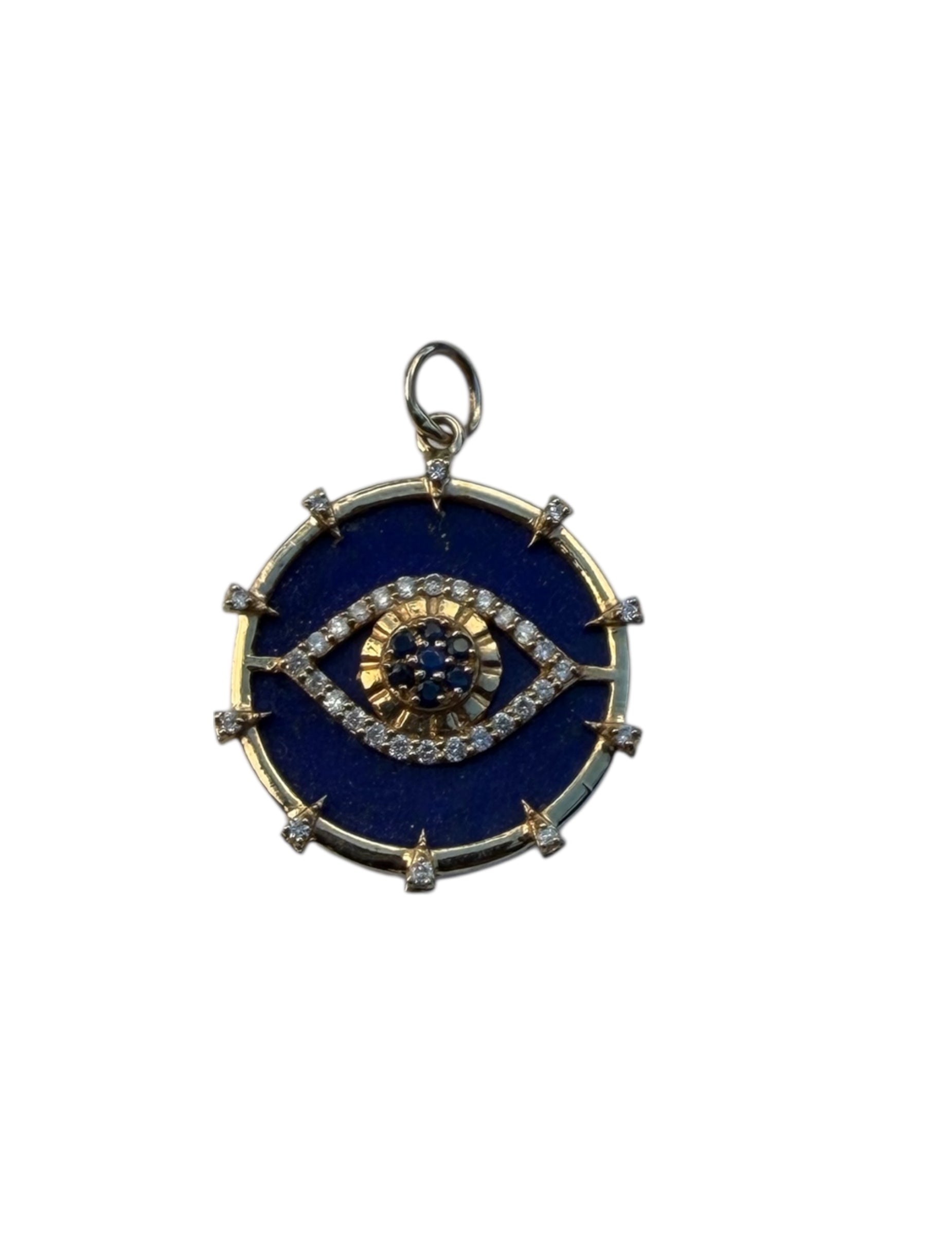 S.Row Designs Lapis, 14KT Gold & Diamond Evil Eye Pendant