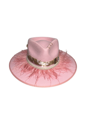 Fab Finds By Sarah Rancher Hat in Pink Feather