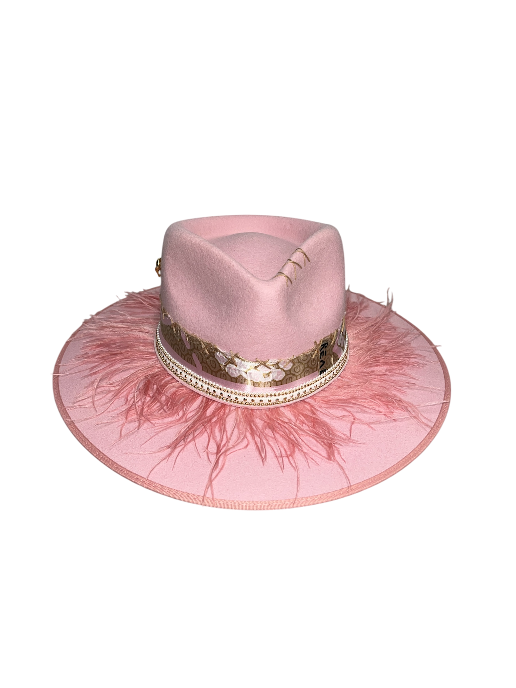 Fab Finds By Sarah Rancher Hat in Pink Feather