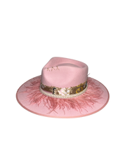 Fab Finds By Sarah Rancher Hat in Pink Feather