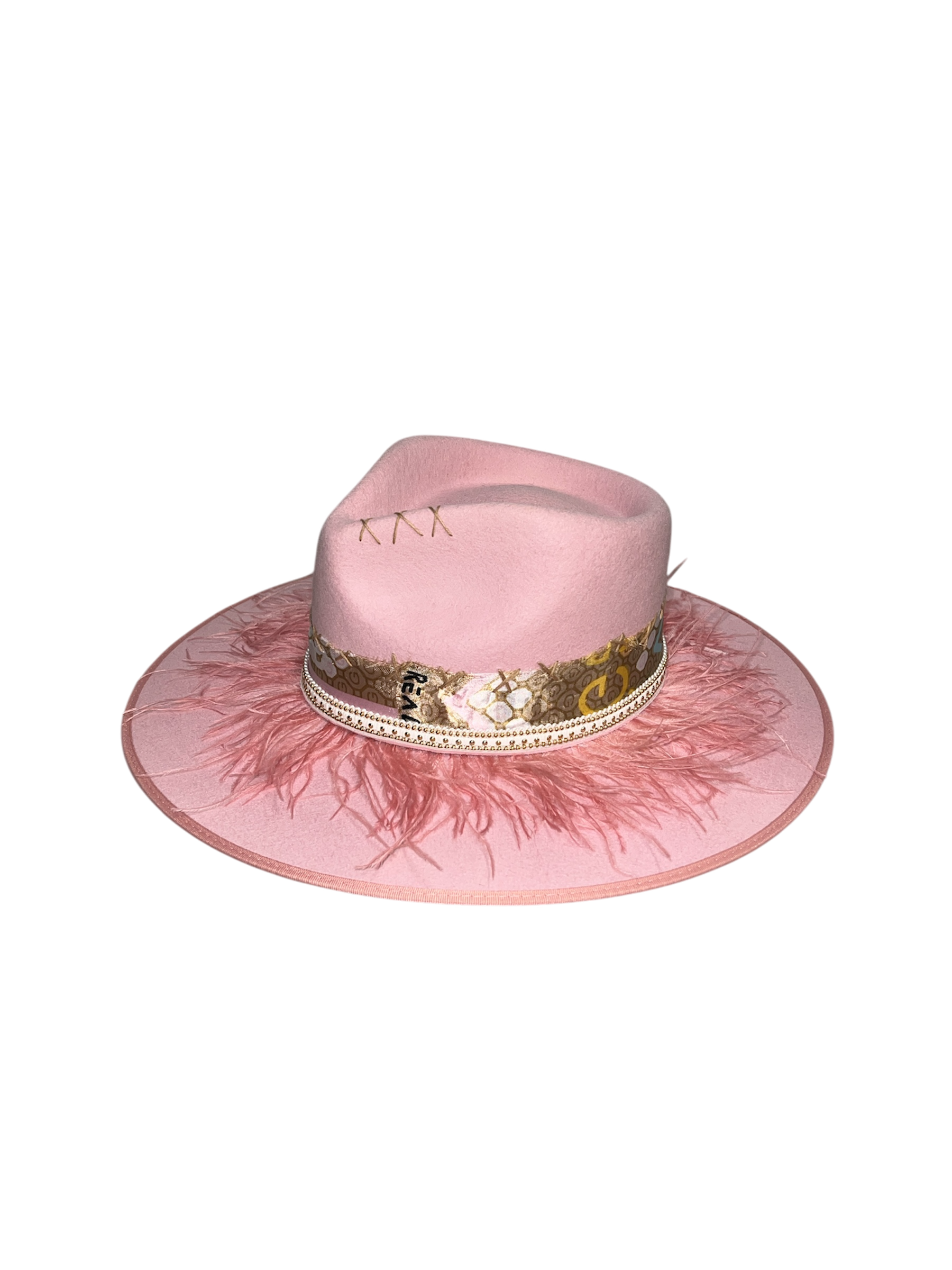 Fab Finds By Sarah Rancher Hat in Pink Feather