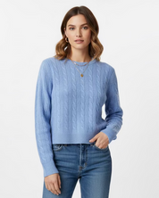 White + Warren Varsity Cable Crewneck