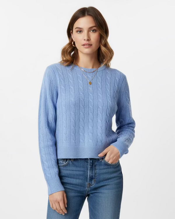 White + Warren Varsity Cable Crewneck