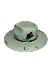 Fab Finds By Sarah Rancher Hat in Mint Stud Feather