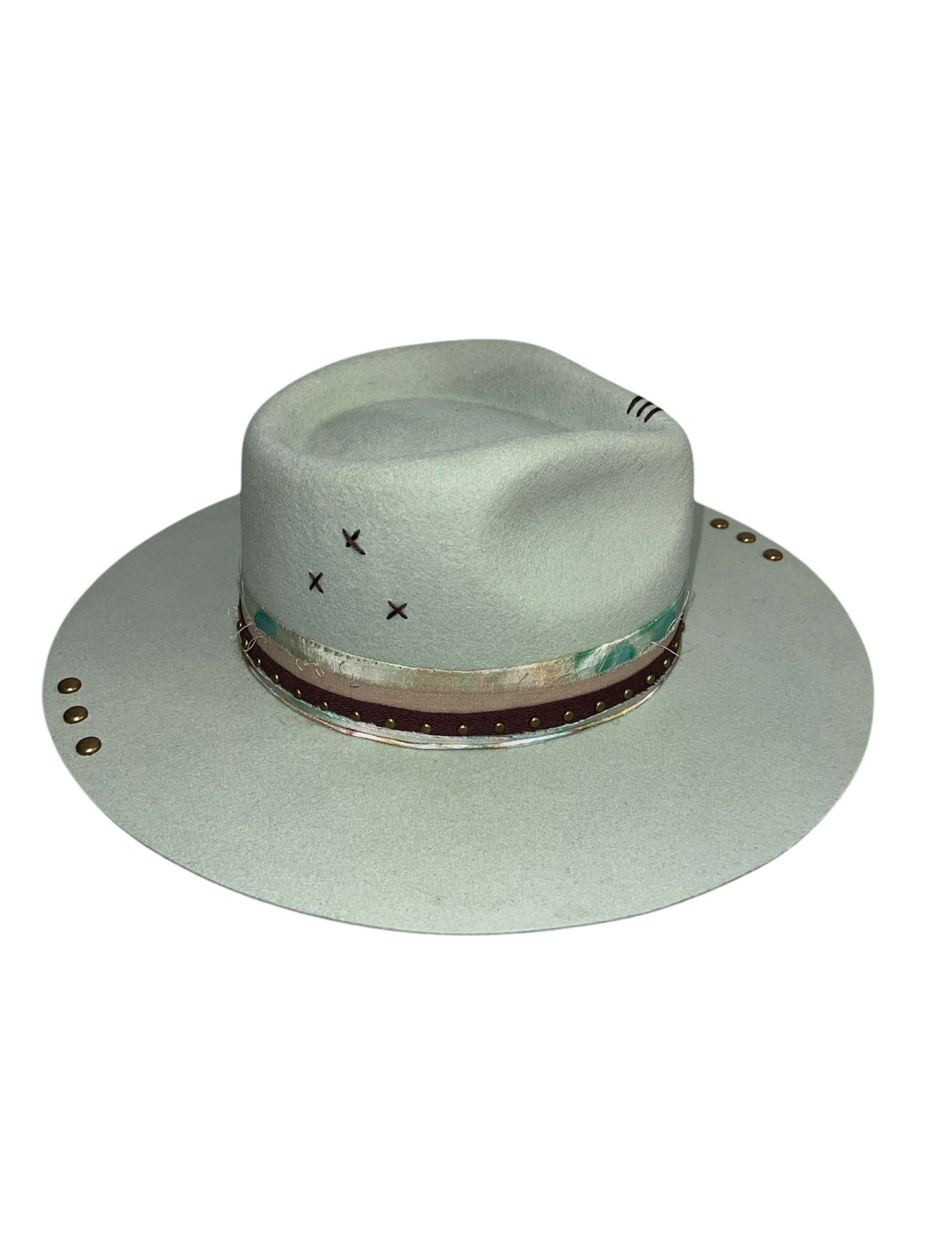 Fab Finds By Sarah Rancher Hat in Mint Stud Feather