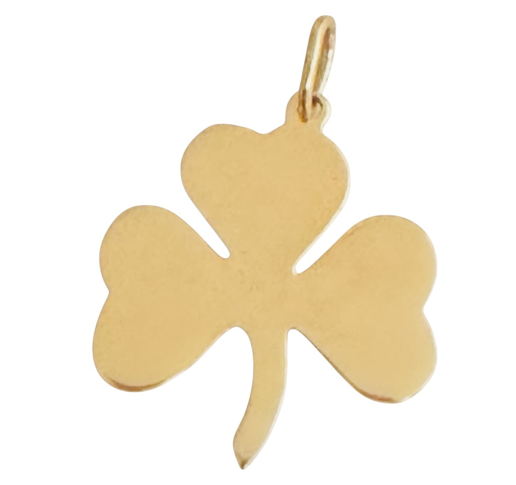 Vintage 14KT Gold Engine Turned Clover Charm