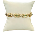 14KT Gold Vintage Emerald Horse Bracelet with Lucky Horseshoes