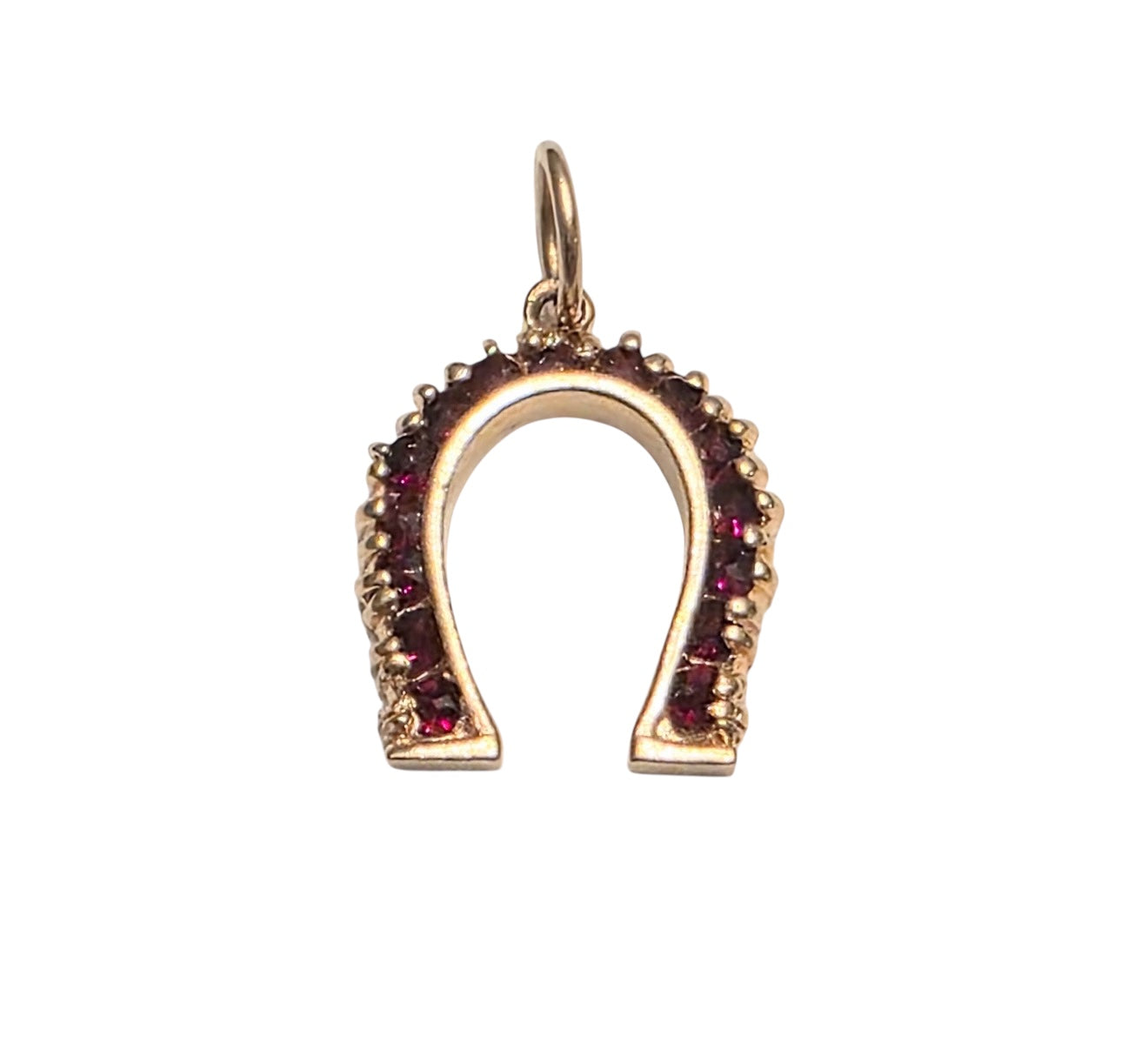 Vintage 14KT Gold Ruby Horseshoe Charm