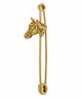 14KT Gold Safety Pin Horse Head Brooch