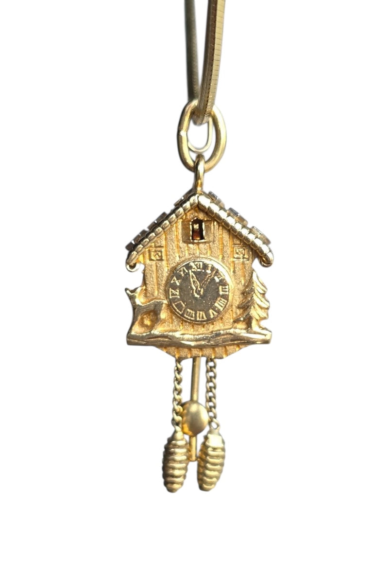 Vintage 14KT Gold Articulating Cuckoo Clock Charm