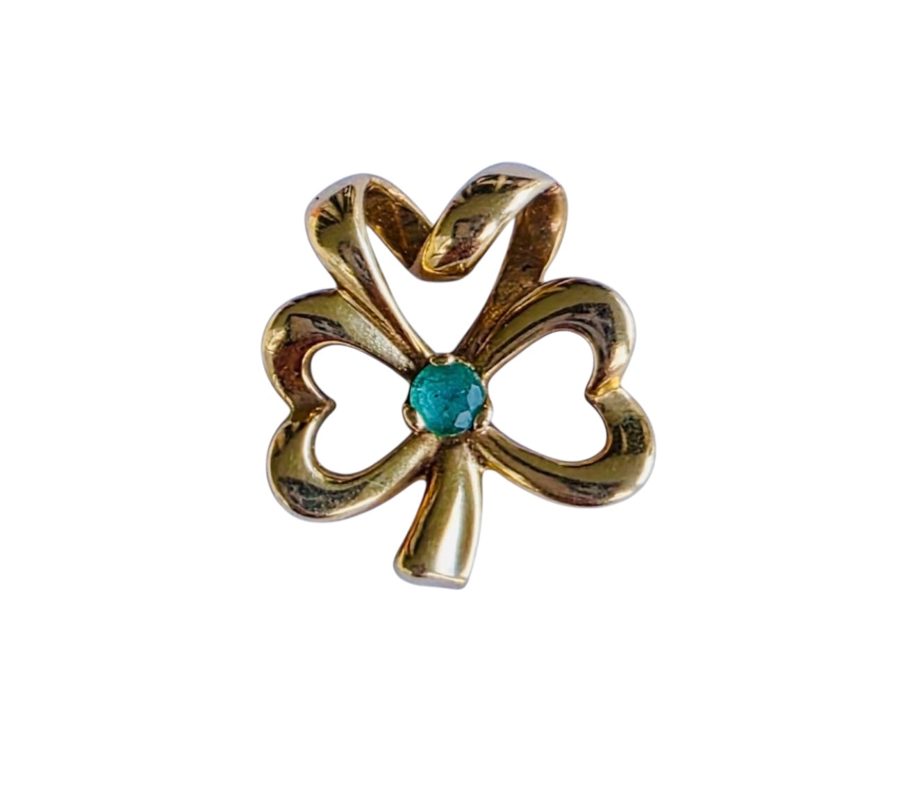 Vintage 14KT Gold & Emerald Clover Charm