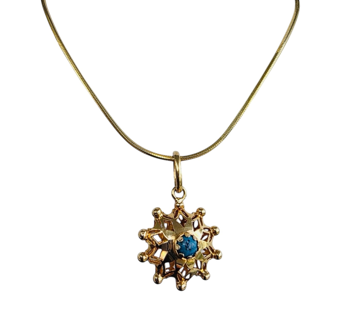 Vintage 18KT Gold & Turquoise Starburst Charm