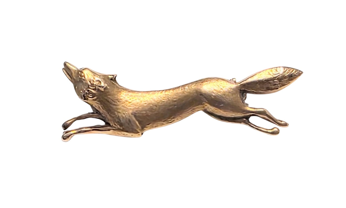 Vintage 14KT Gold Fox Pin