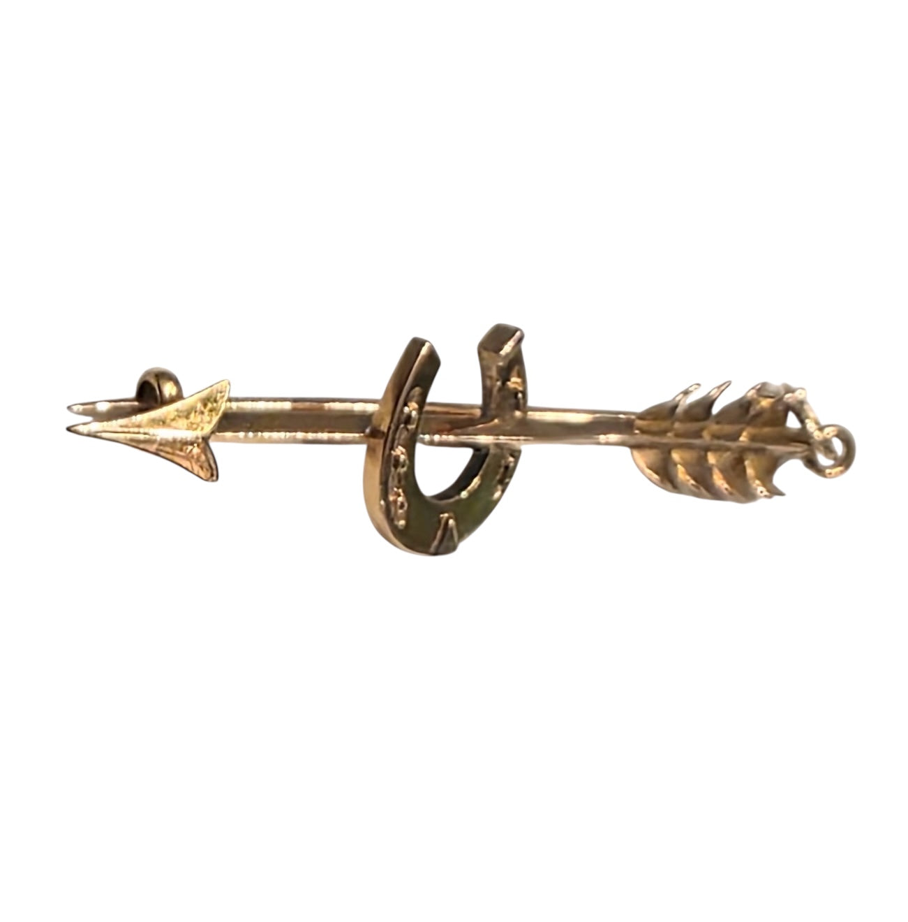 Vintage 14KT Gold Arrow & Horseshoe Pin & Charm
