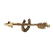 Vintage 14KT Gold Arrow & Horseshoe Pin & Charm