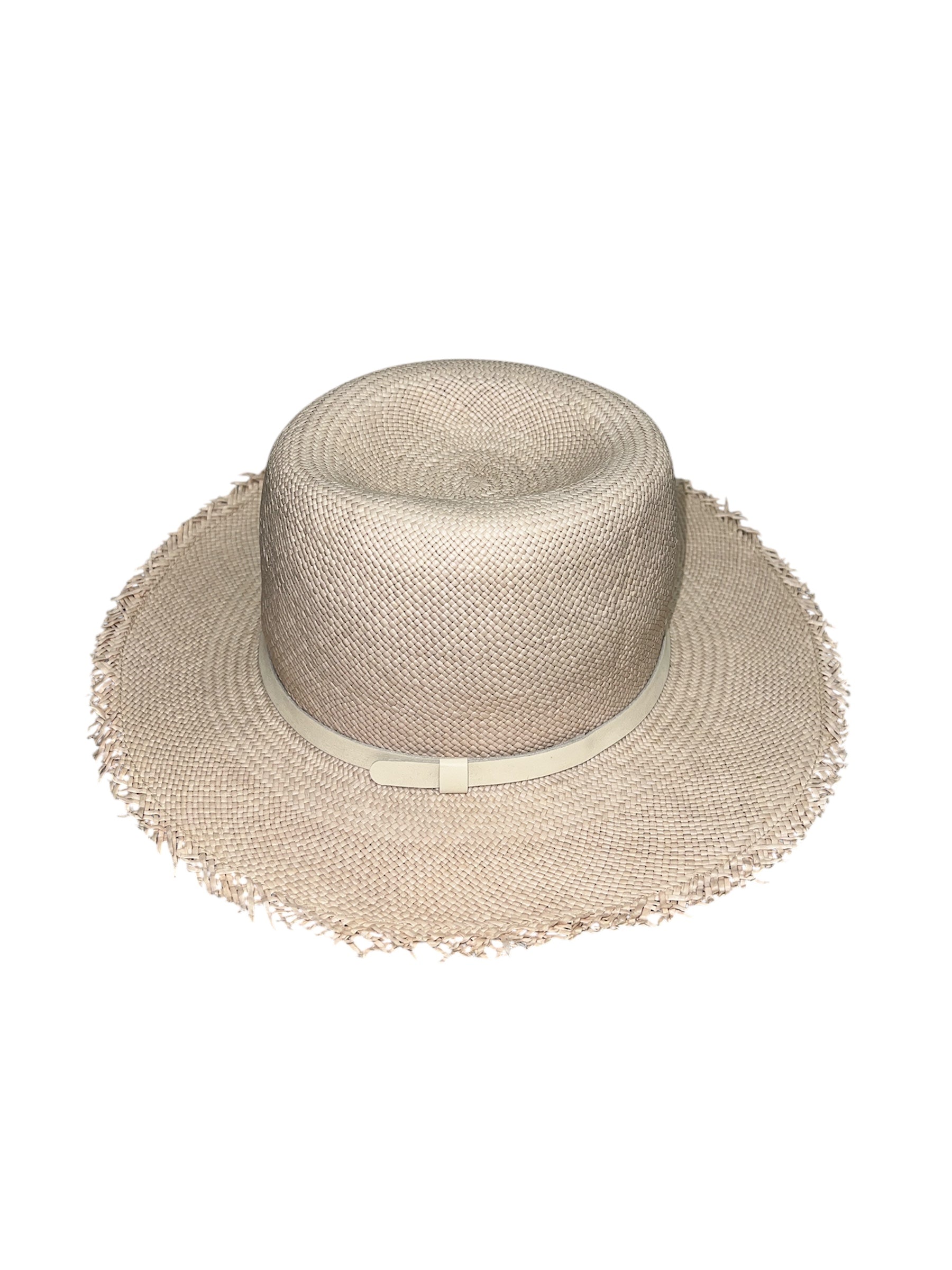 Hat Attack Straw Leather Trim Fringe Hat