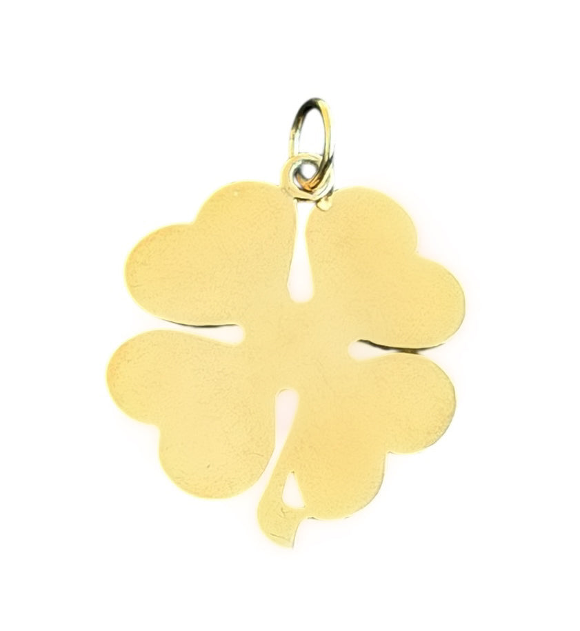 Vintage 14KT Gold Engine Turned Clover Charm