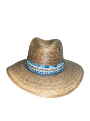Fab Finds By Sarah Palm Leaf Fedora in Blue Embroidered