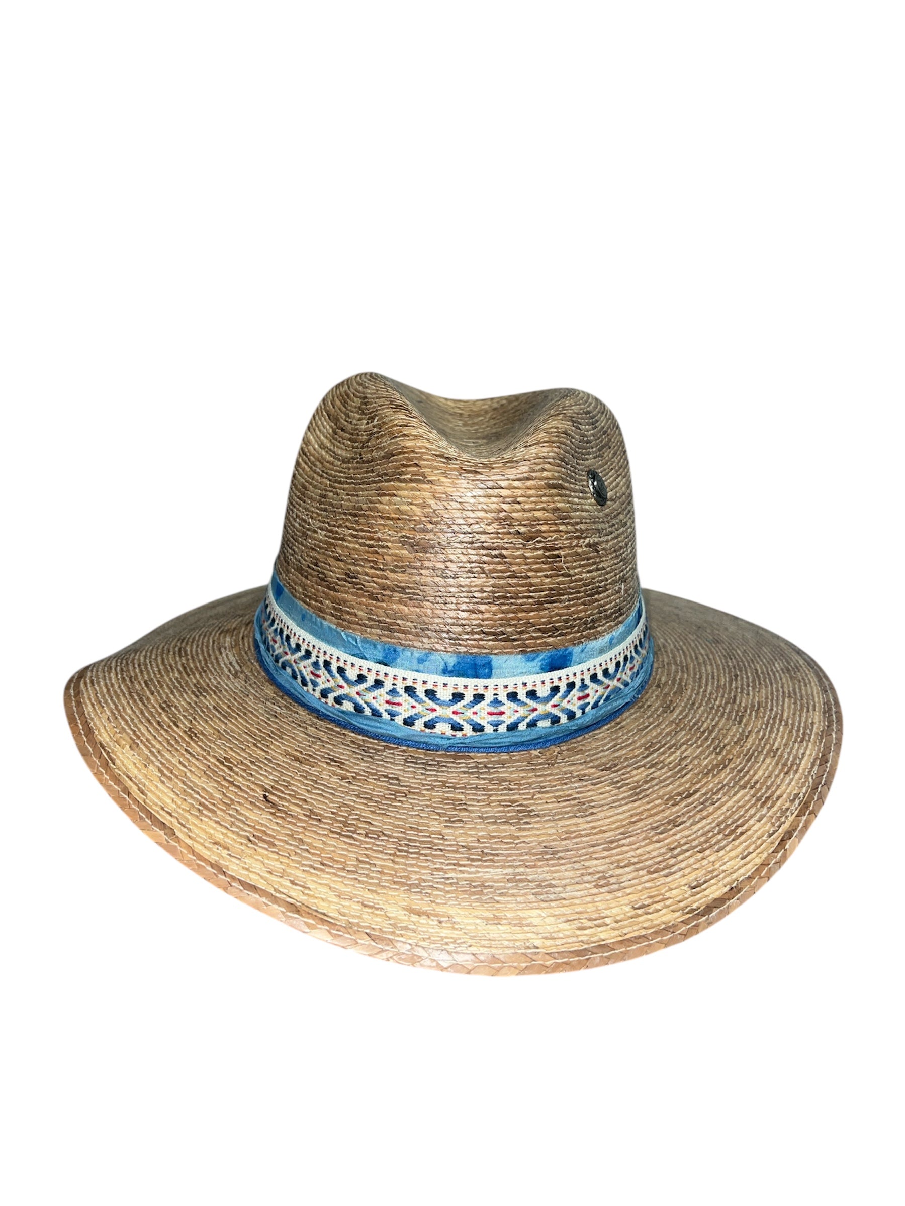 Fab Finds By Sarah Palm Leaf Fedora in Blue Embroidered