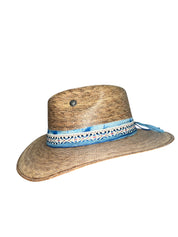 Fab Finds By Sarah Palm Leaf Fedora in Blue Embroidered