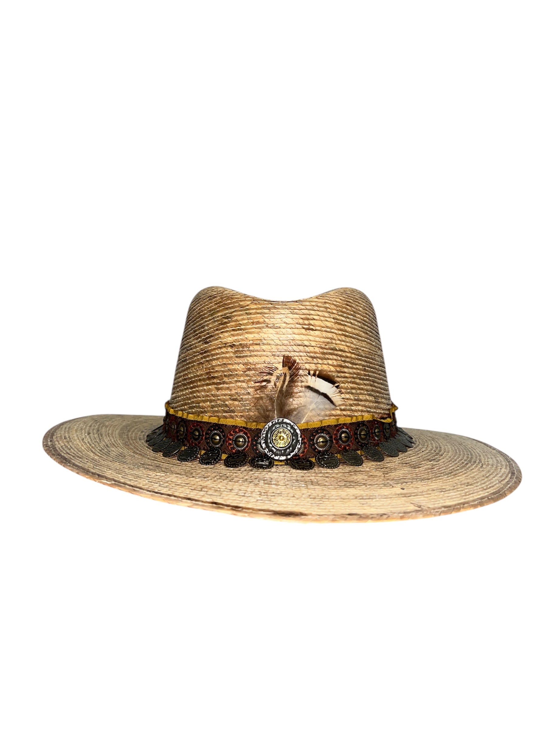 Fab Finds By Sarah Palm Leaf Fedora in Red/Coin