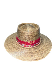 Fab Finds By Sarah Palm Leaf Hat in Pink Wood Bead