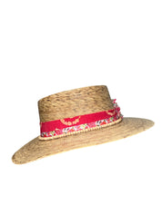 Fab Finds By Sarah Palm Leaf Hat in Pink Wood Bead
