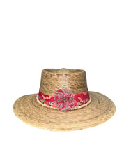 Fab Finds By Sarah Palm Leaf Hat in Pink Wood Bead