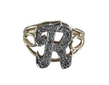 Vintage 14KT Gold Diamond R Initial Ring