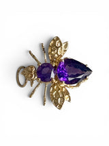 Vintage 14KT Gold & Amethyst Bee Charm