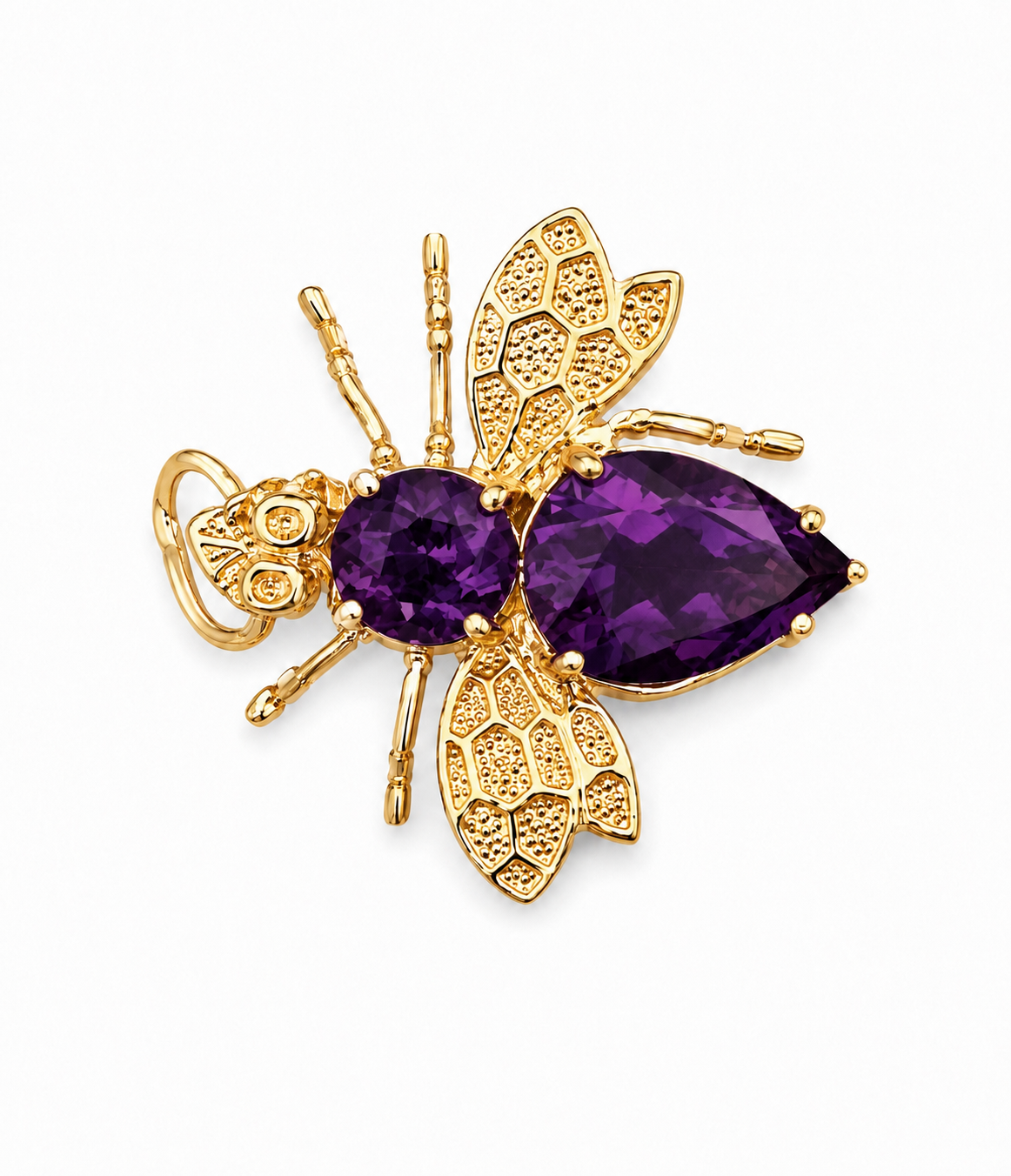 Vintage 14KT Gold & Amethyst Bee Charm/Pin