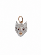 Vintage 14KT Gold & Diamond Fox Charm with Ruby Eyes